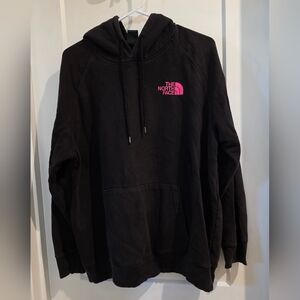 The North Face Black Hoodie with Pink Emblem